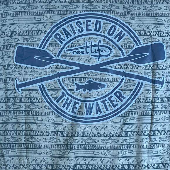 Reel Life Fishing Shirt Men XXL Blue Long Sleeve Raised On The Water Graphic Tee - Picture 1 of 11